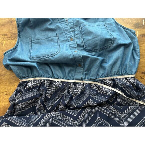 Speed Control New York Womens Blue Maxi Dress lined Sleeveless V Neck Dress - Picture 6 of 8